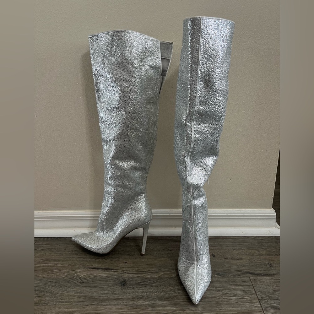 INC International Concepts Silver Over the Knee Boots